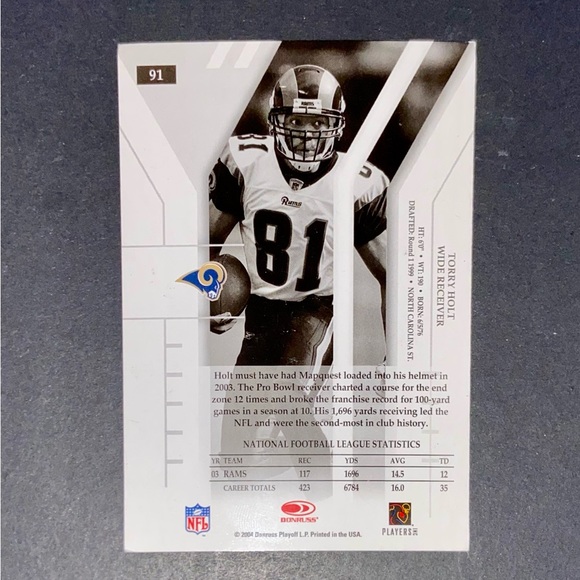 Torry Holt Card - 2004 Donruss Elite - Picture 2 of 2